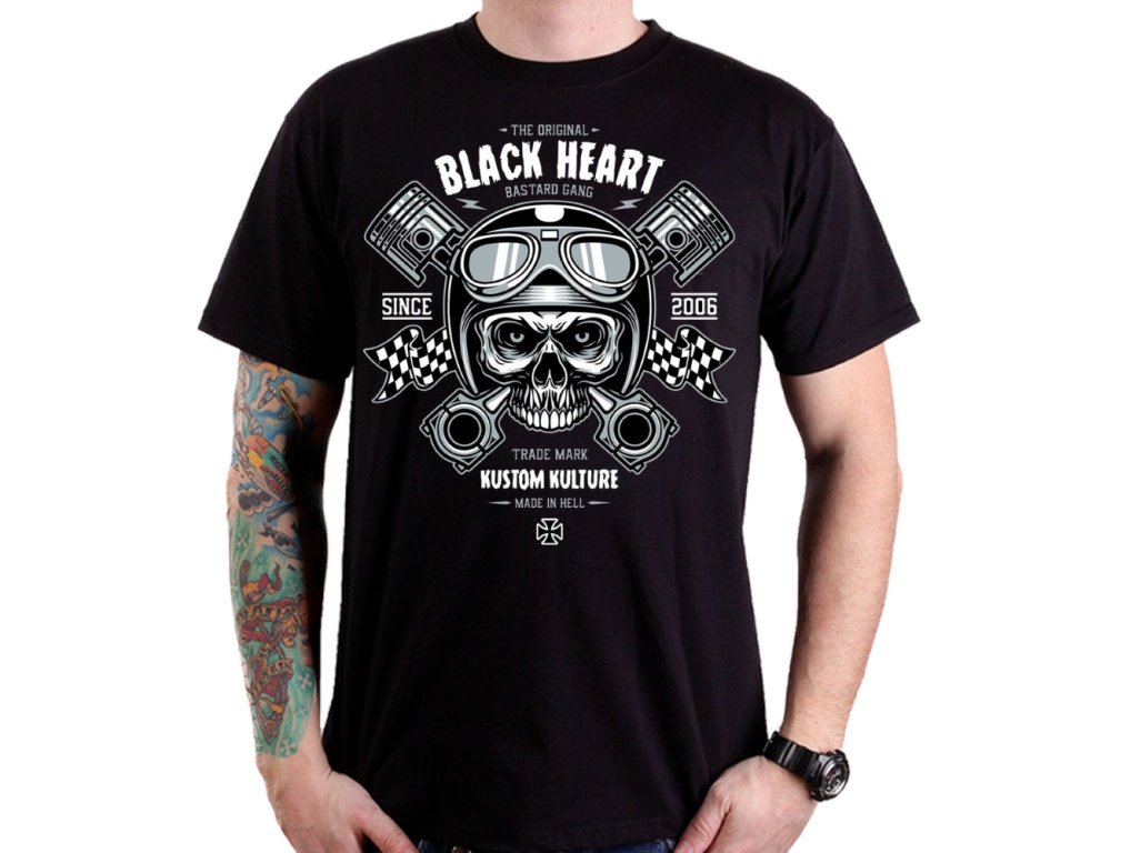 Triko BLACK HEART Piston Skull